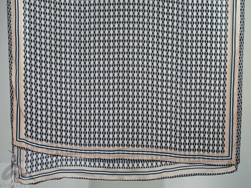 AHMADDY Seidenschal dunkelblau beige türkis